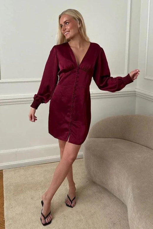 BYIC x Molly&My - Addyic Dress A23902 - Bordeaux Satin Kjoler 