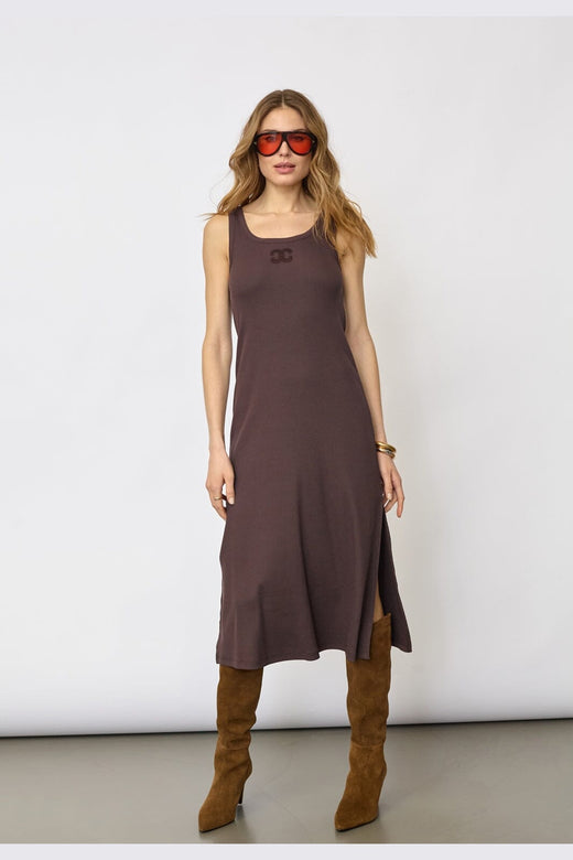 Co´Couture - 46114 Grannycc Rib Emb Tank Dress 503891 - 00008 - Dark Brown