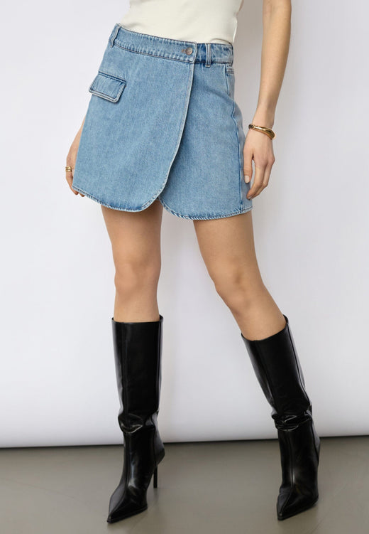 Co´Couture - Asjacc Wrap Denim Skort 44020 - 552 - Denim Blue Nederdele 