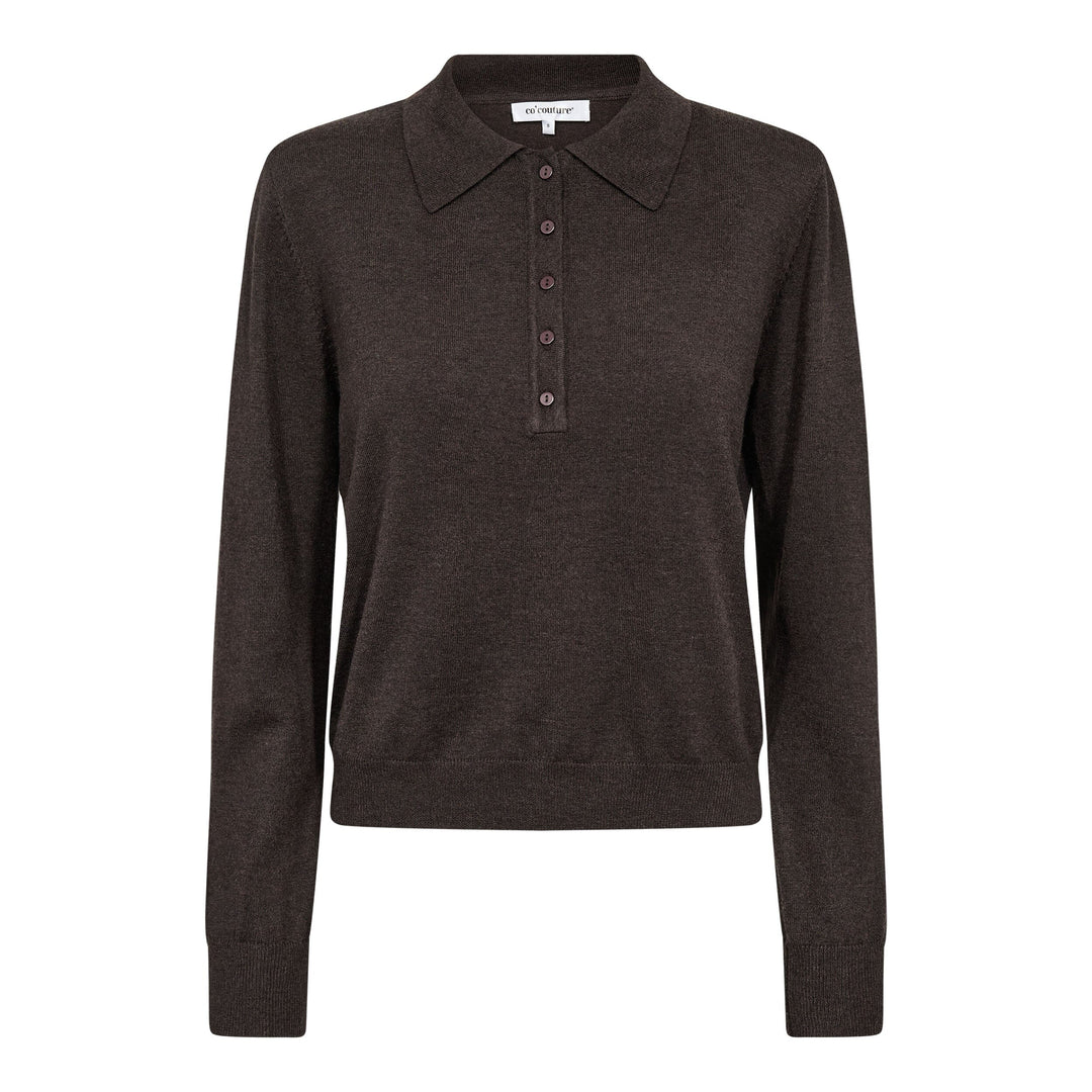 Co´Couture - Corycc Padded Polo Knit 500212 - 20003 - Dark Brown Skjorter 