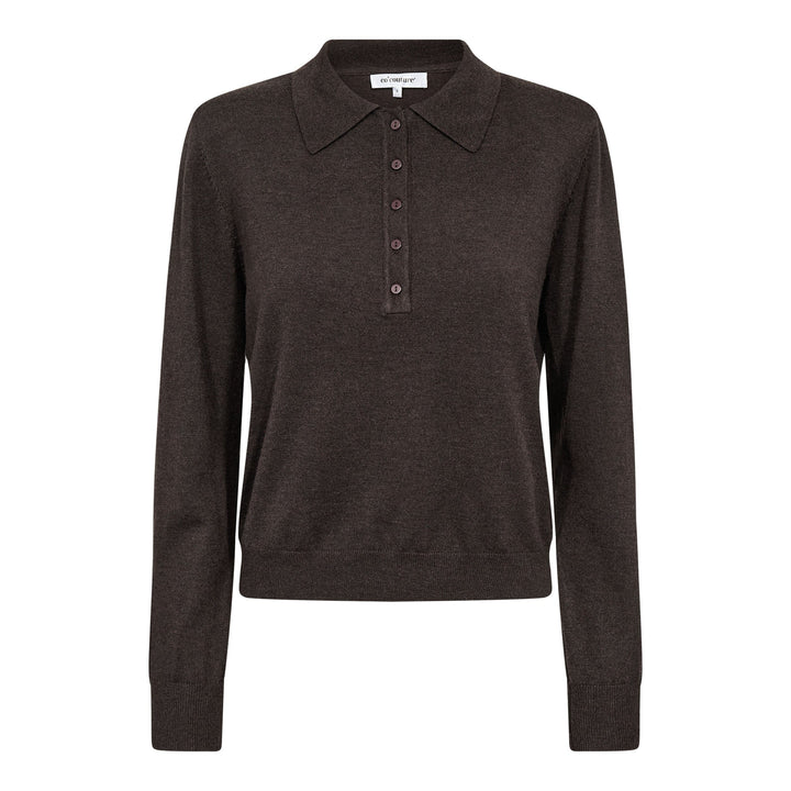 Co´Couture - Corycc Padded Polo Knit 500212 - 20003 - Dark Brown Skjorter 