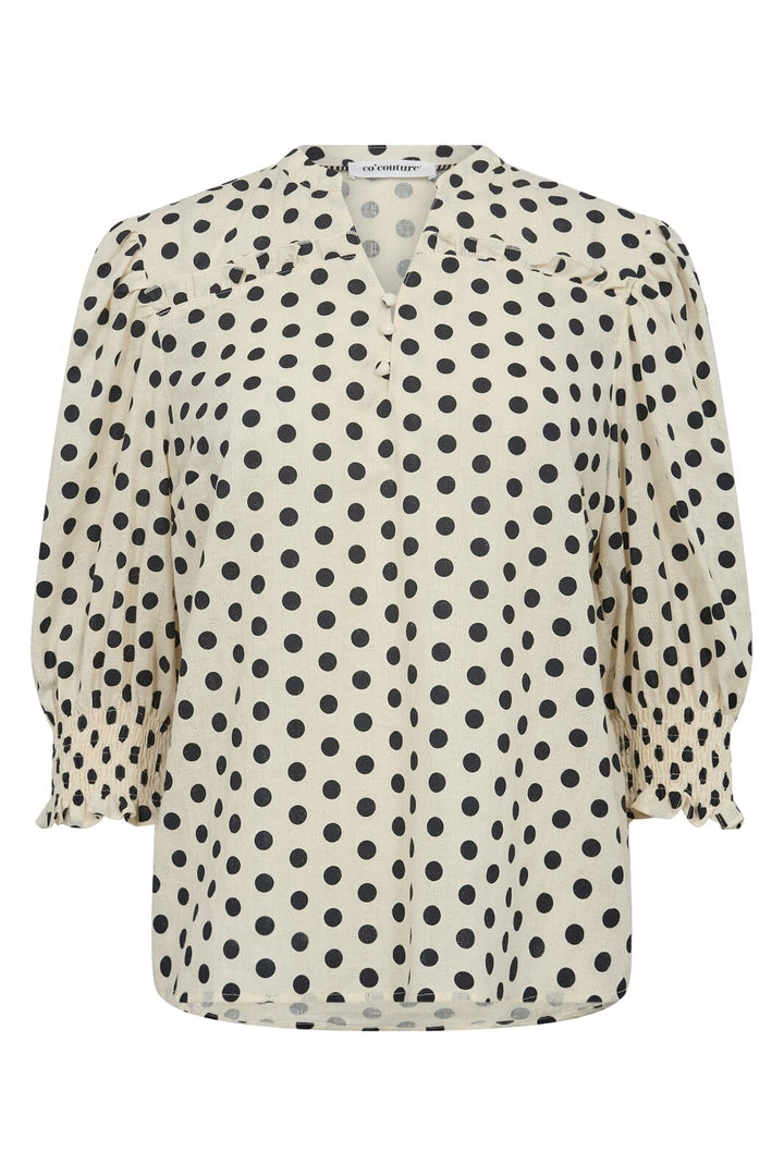 Co´couture - Davicc Dot Ss Blouse 35433 - 11120 Offwhitenavy Bluser 