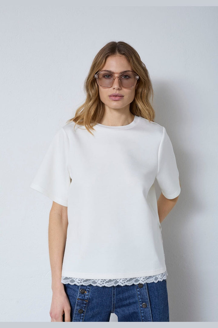 Co´Couture - Evicc Lace Tee 43031 - 4000 - White