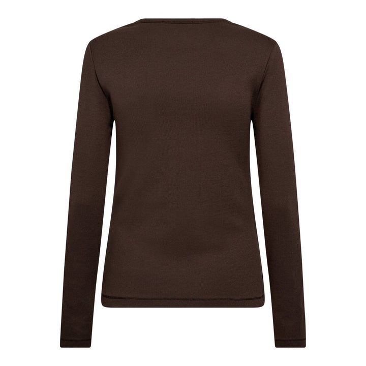 Co´Couture - Grannycc Embroidery Ls Tee 33180 - 145 - Dark Brown Bluser 
