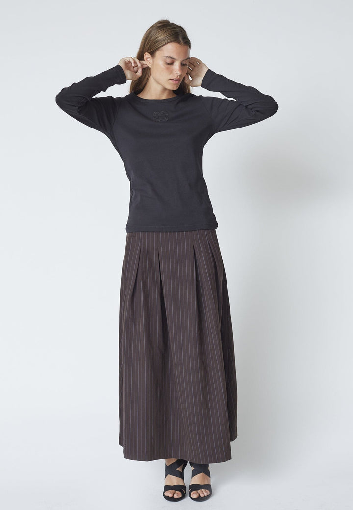 Co´Couture - Grannycc Embroidery Ls Tee 33180 - 96 - Black T-shirts 