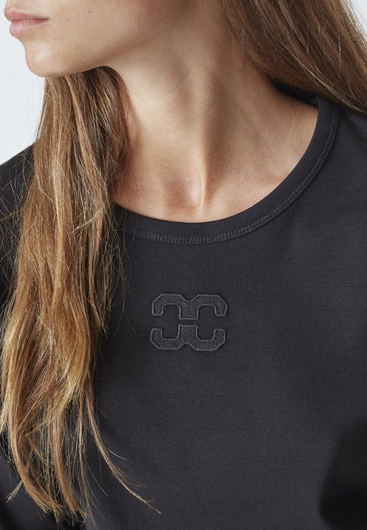 Co´Couture - Grannycc Embroidery Ls Tee 33180 - 96 - Black T-shirts 