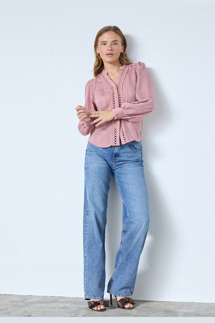 Co´Couture - Kesicc Lace V-Shirt 45025 - 103 - Old Rose