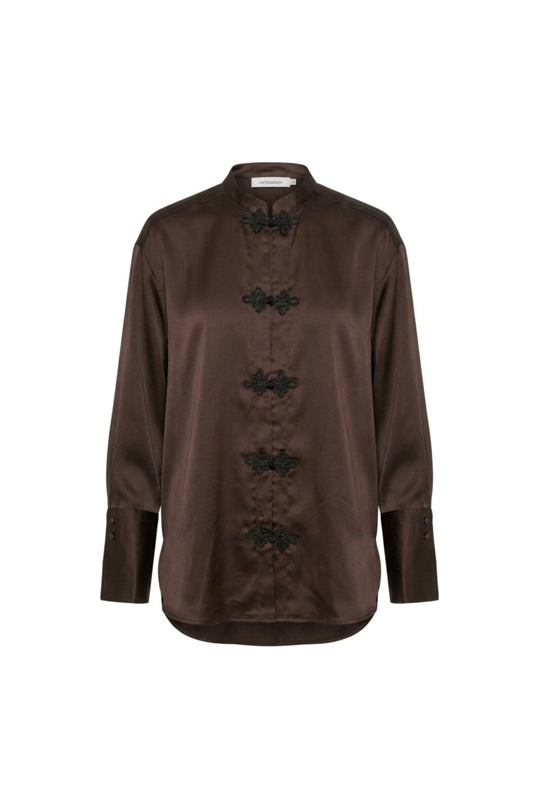 Co´Couture - Lauracc Mandarin Shirt 506623 - 20003 - Dark Brown