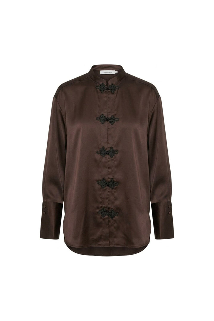 Co´Couture - Lauracc Mandarin Shirt 506623 - 20003 - Dark Brown