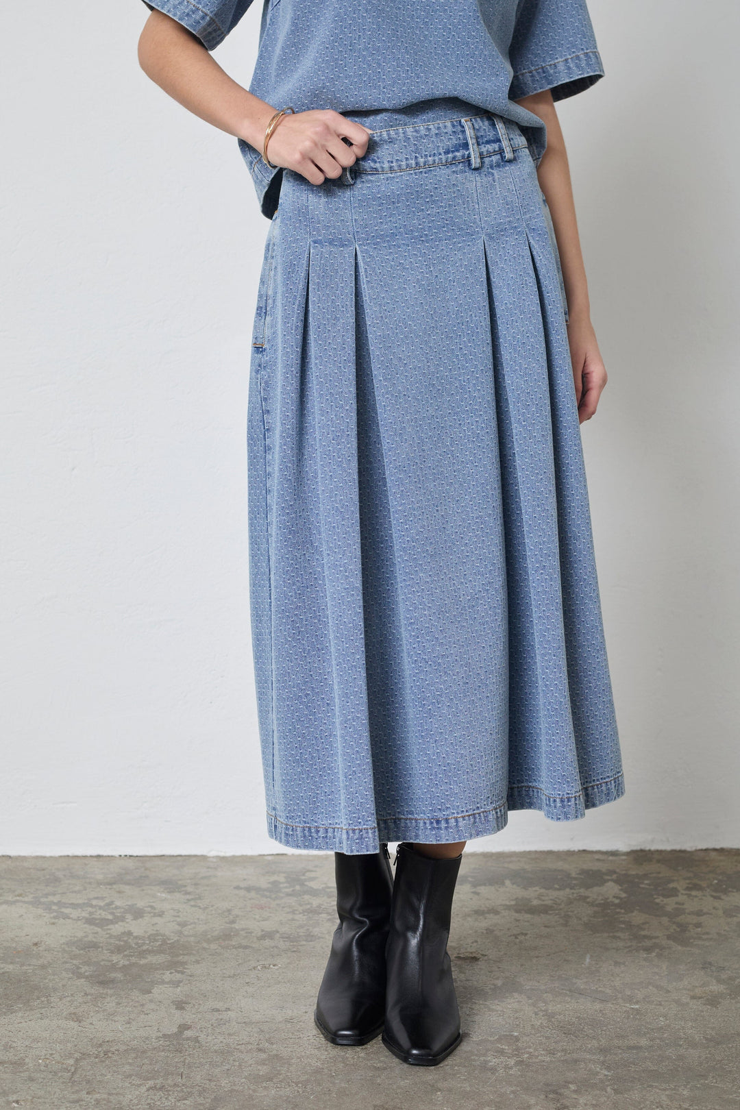 Co´Couture - Lovacc Anya Pleat Skirt 44028 - 552 - Denim Blue Nederdele 