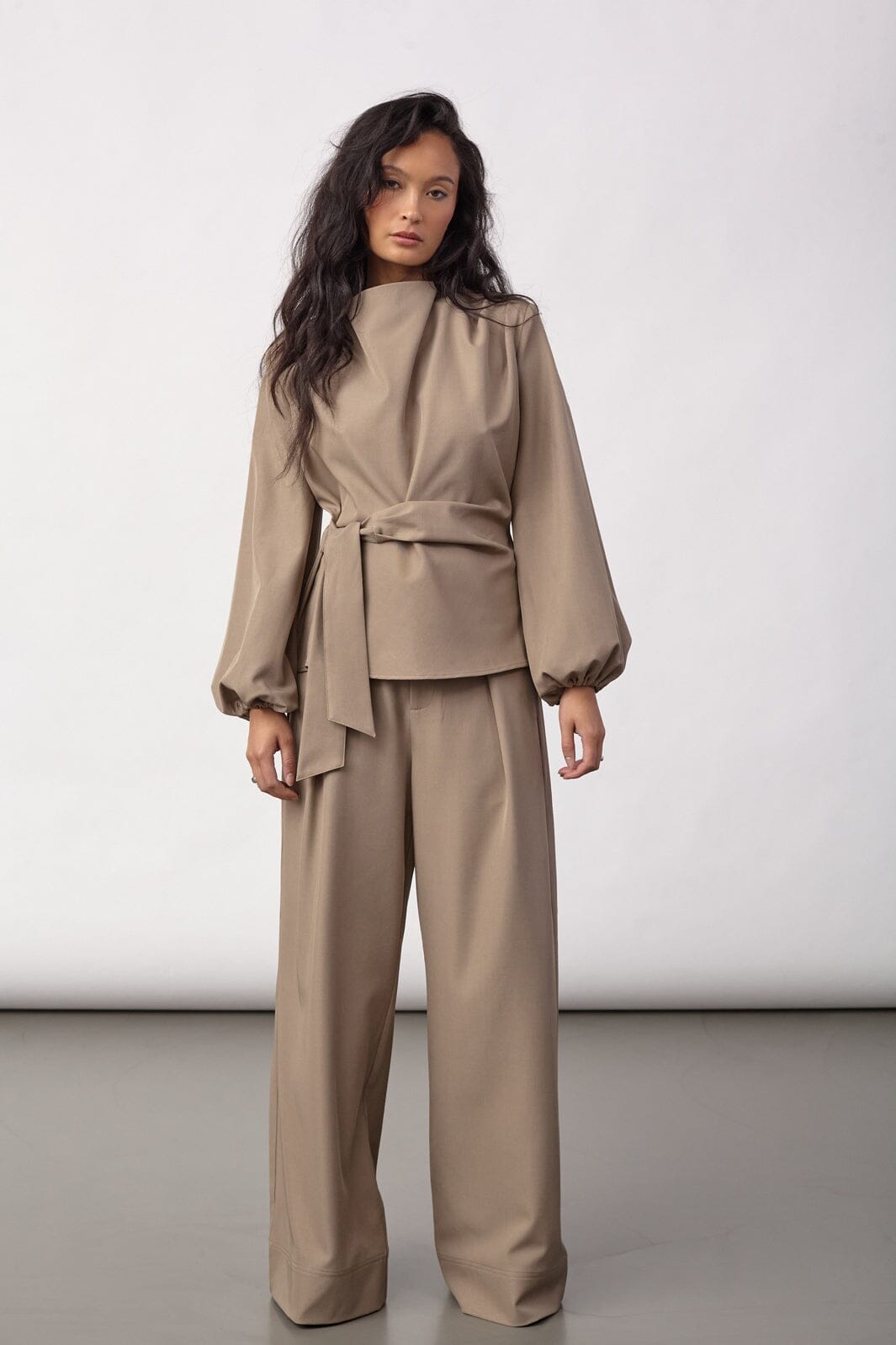 Co´Couture - Lunacc Tie Blouse 500386 - 20018 - Taupe