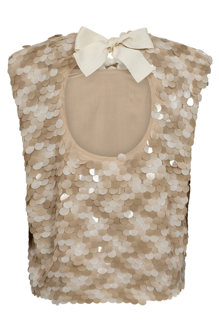 Co´couture - Maxicc Sequin Bow Top 35677 - 127 Champagne Toppe 