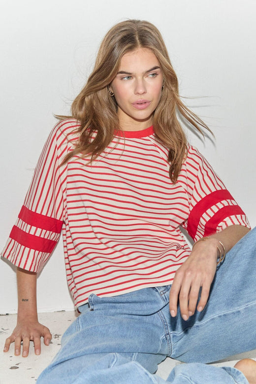 Co´Couture - Normacc Stripe 87 Tee 43025 - 66 - Flame T-shirts 