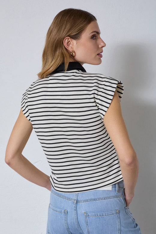 Co´Couture - Normacc Stripe Polo Top 43024 - 96 - Black