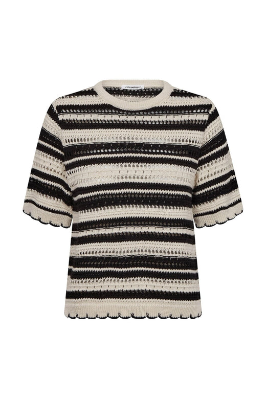 Co´Couture - Odettecc Stripe Ss O-Knit 42018 - 1196 - Offwhite-Black