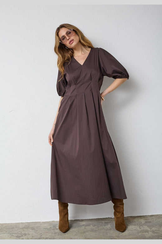 Co´Couture - Poppycc Pleat Dress 36464 - 145 - Dark Brown