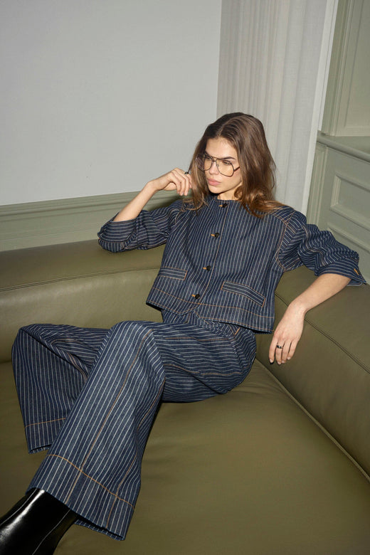Co´Couture - Siggacc Stripe Jacket 500006 - 45001 - Denim Blue Jakker 