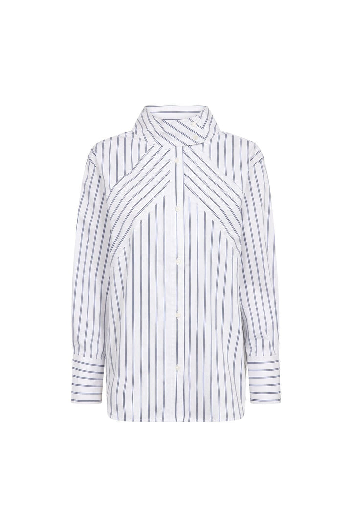 Co´Couture - Somocc Stripe Funnel Neck Shirt 500372 - 10001 - White