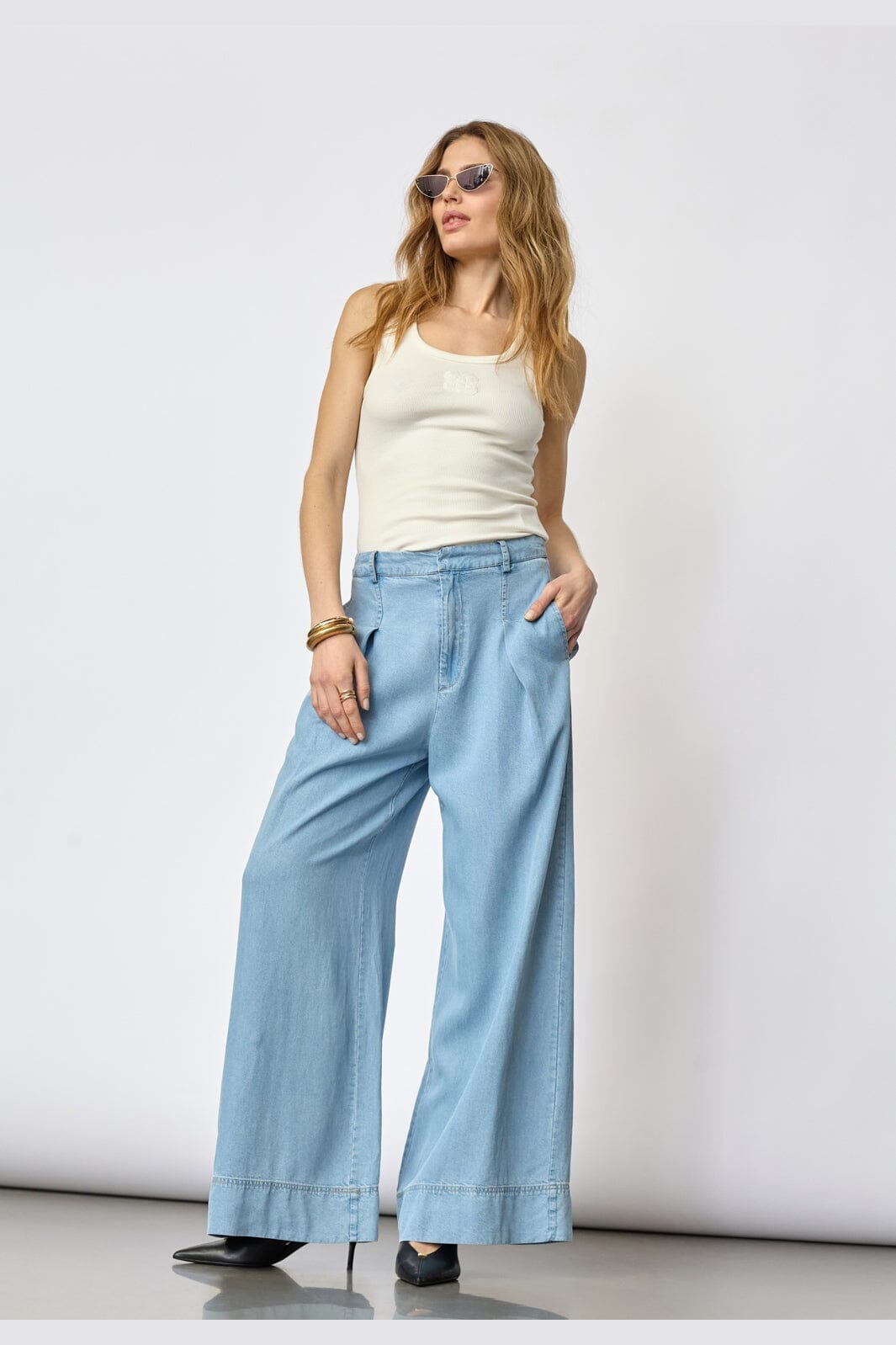Co´Couture - Tillycc Pleat Pant 41157 - 114 - Fade Denim
