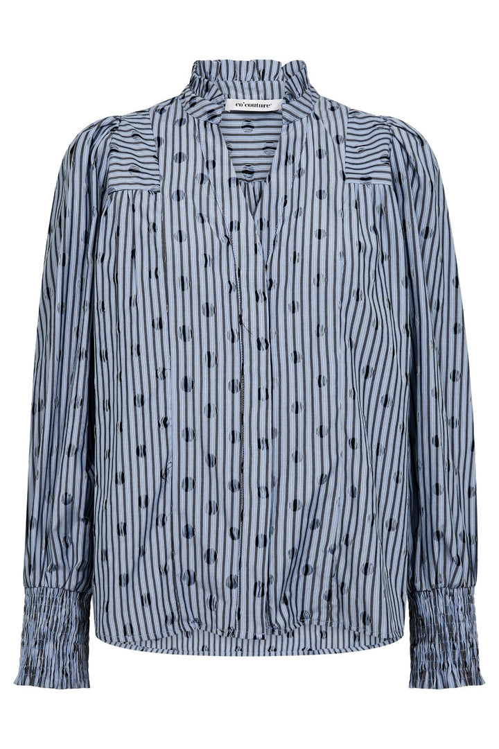Co´Couture - Trixiecc Dot V-Shirt 35871 - 17 - Blue