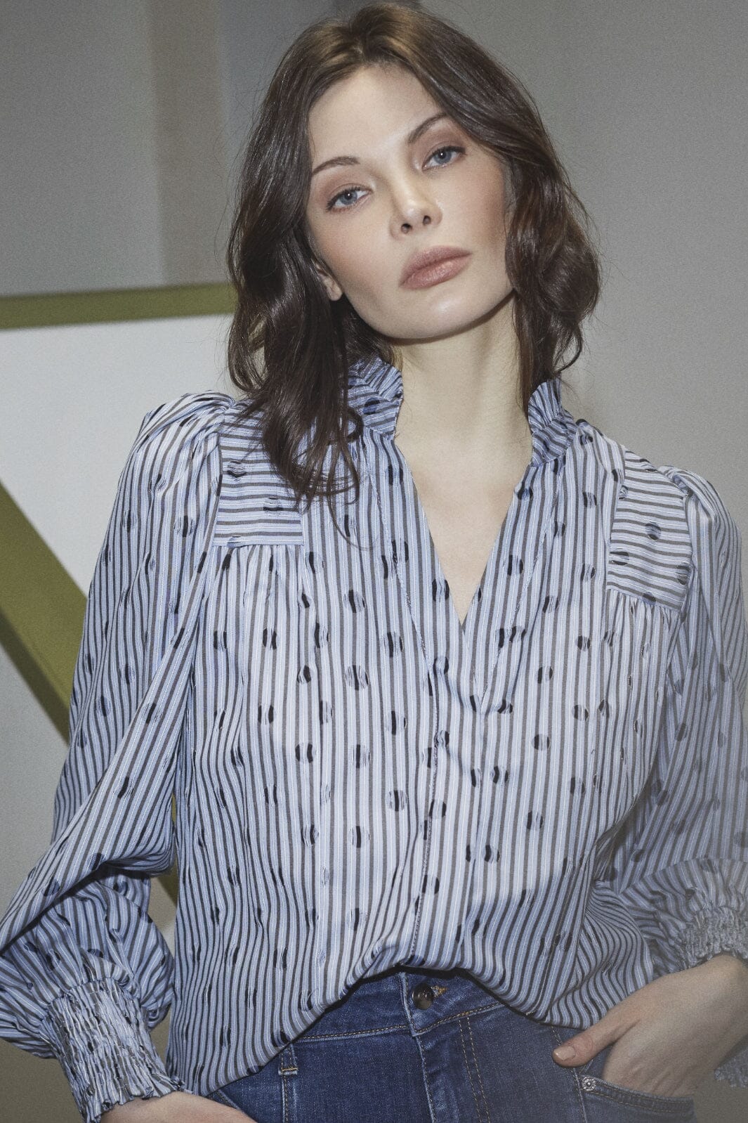 Co´Couture - Trixiecc Dot V-Shirt 35871 - 17 - Blue