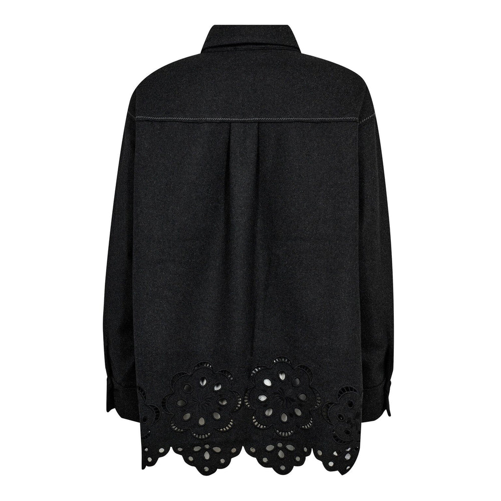 Co´Couture - Warrencc Wool Embroidery Shirt 35151 - 140 - Dark Grey Skjorter 