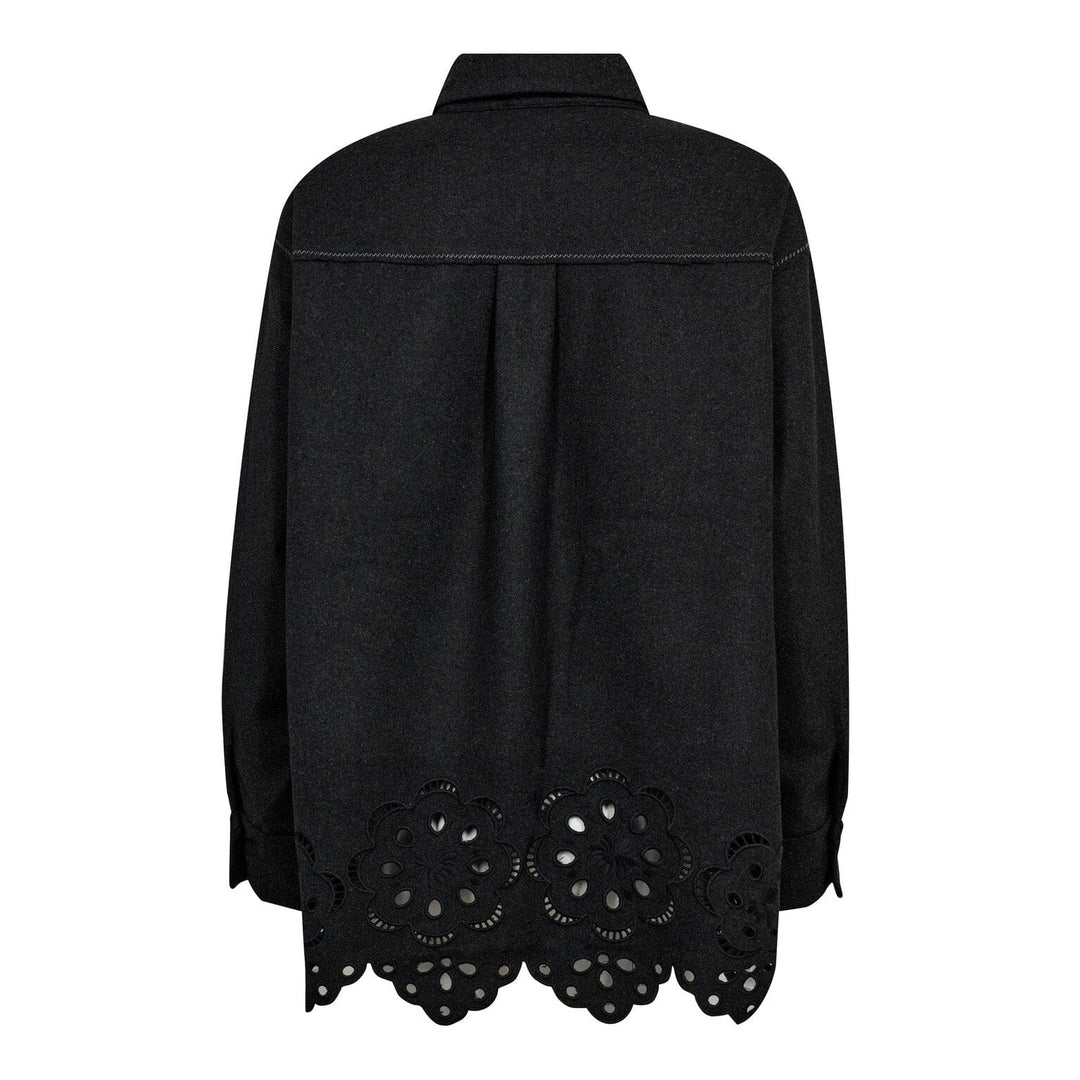 Co´Couture - Warrencc Wool Embroidery Shirt 35151 - 140 - Dark Grey Skjorter 