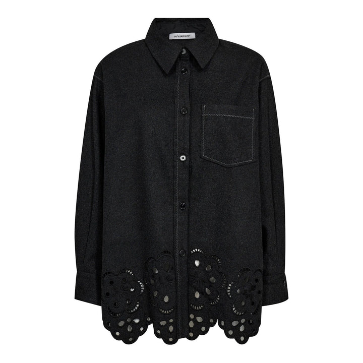 Co´Couture - Warrencc Wool Embroidery Shirt 35151 - 140 - Dark Grey Skjorter 