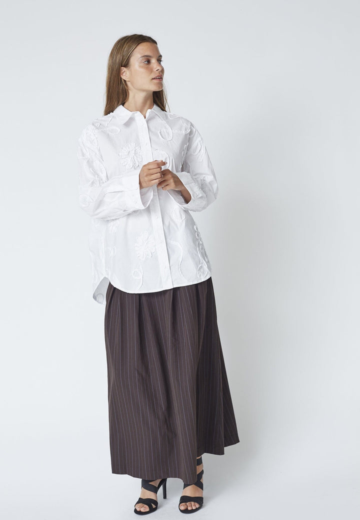Co´Couture - Xaviercc Flower Shirt 45047 - 4000 - White Skjorter 