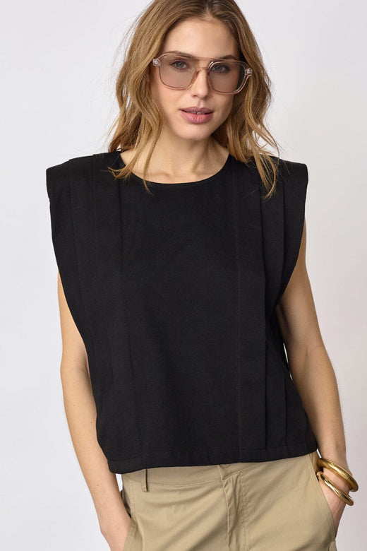 Co´Couture - Zellicc Padded Pleat Top 45151 - 96 - Black T-shirts 