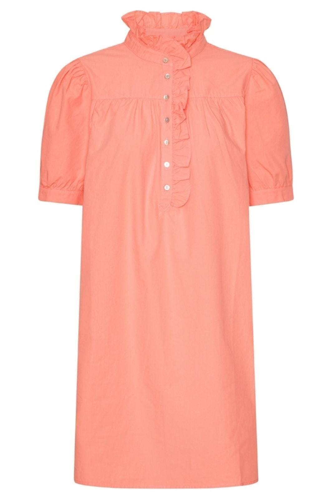 Continue - Ariana Poplin Dress Ss - Coral Kjoler 