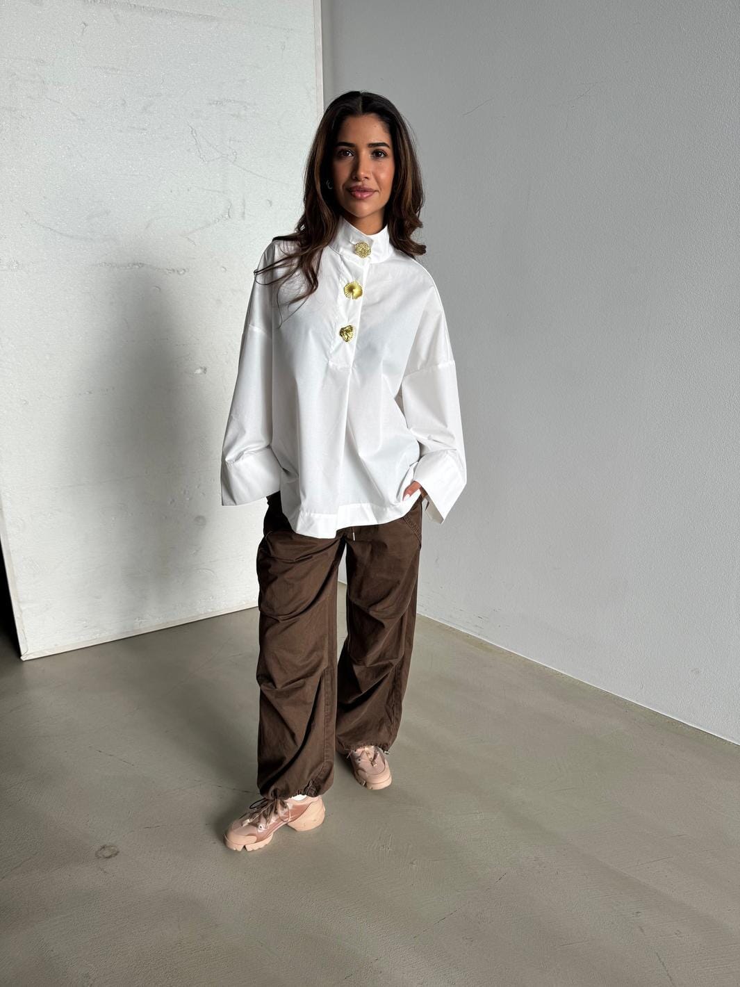 Continue - Klara High Neck 15088 - White Bluser 