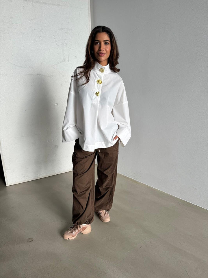 Continue - Klara High Neck 15088 - White Bluser 