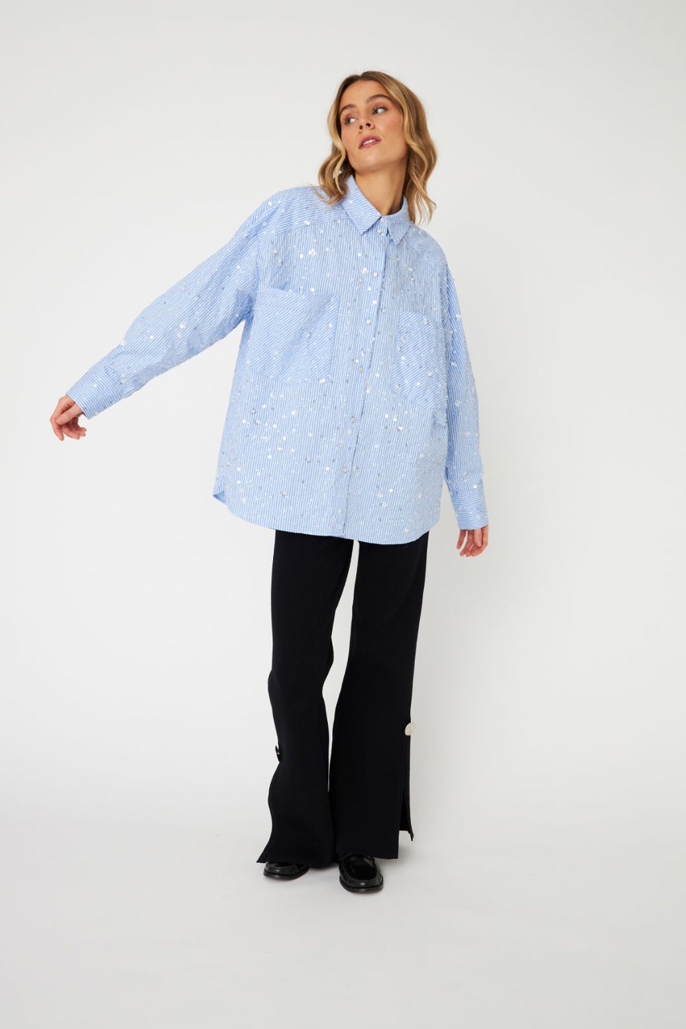 Cras - Ellie Shirt C517 - 8125 Blue Sequin Stripe Skjorter 