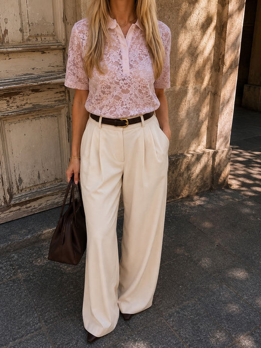 Dear Molly - Broderi Polo Shirt - Pink Skjorter 
