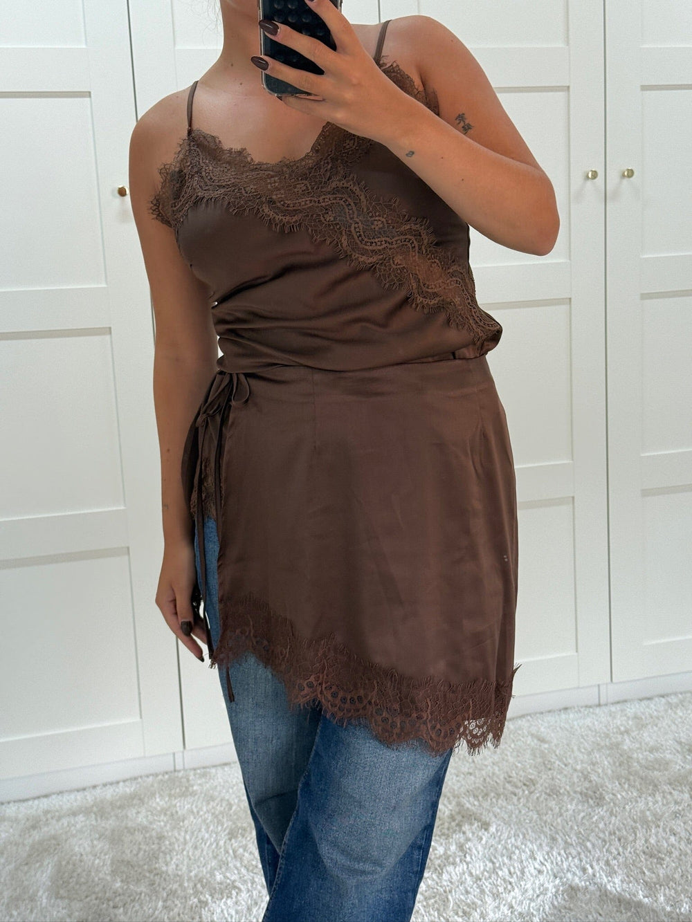 Dear Molly - Lace Wrap Skirt - Brown 