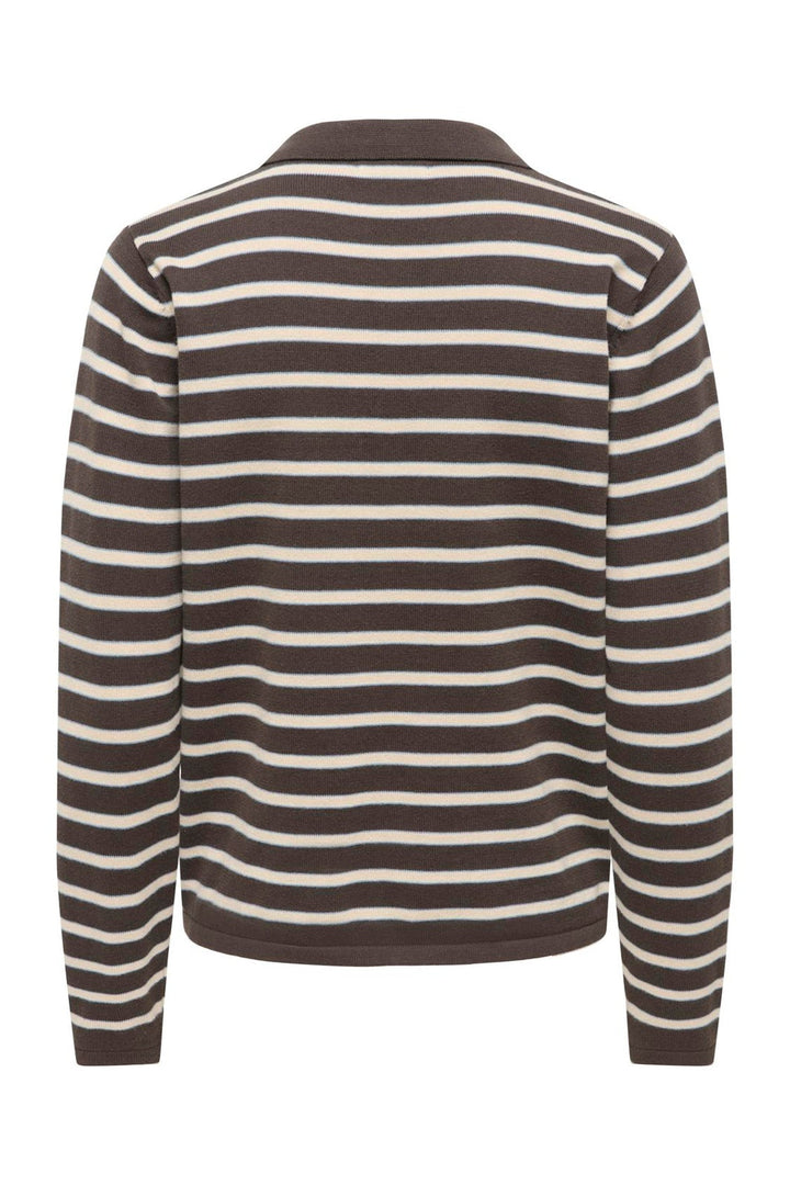 JDY - Jdyina L/S Polo Pullover Knt - 5094718 Mulch Sandshell / Windward Blue