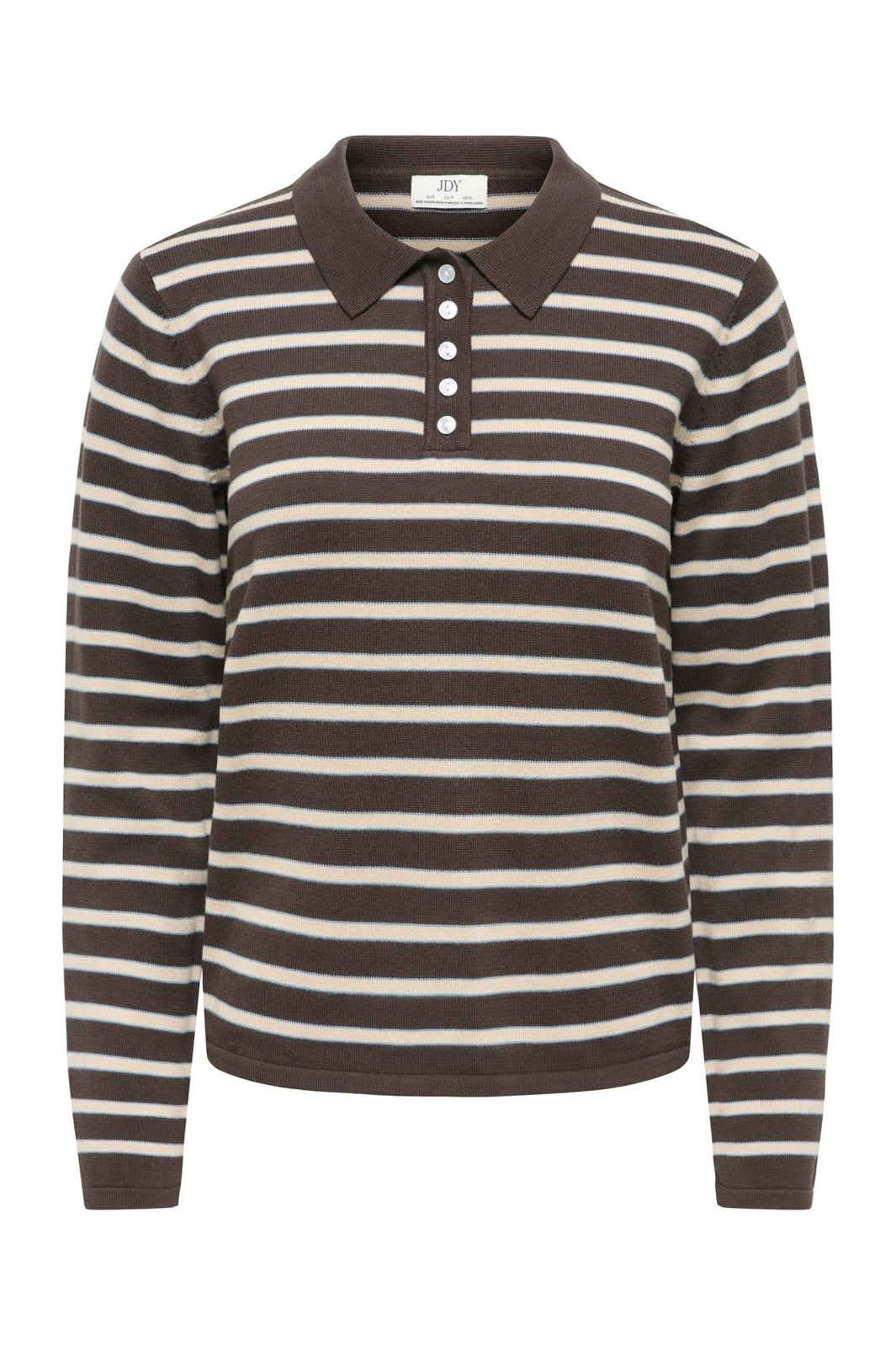 JDY - Jdyina L/S Polo Pullover Knt - 5094718 Mulch Sandshell / Windward Blue