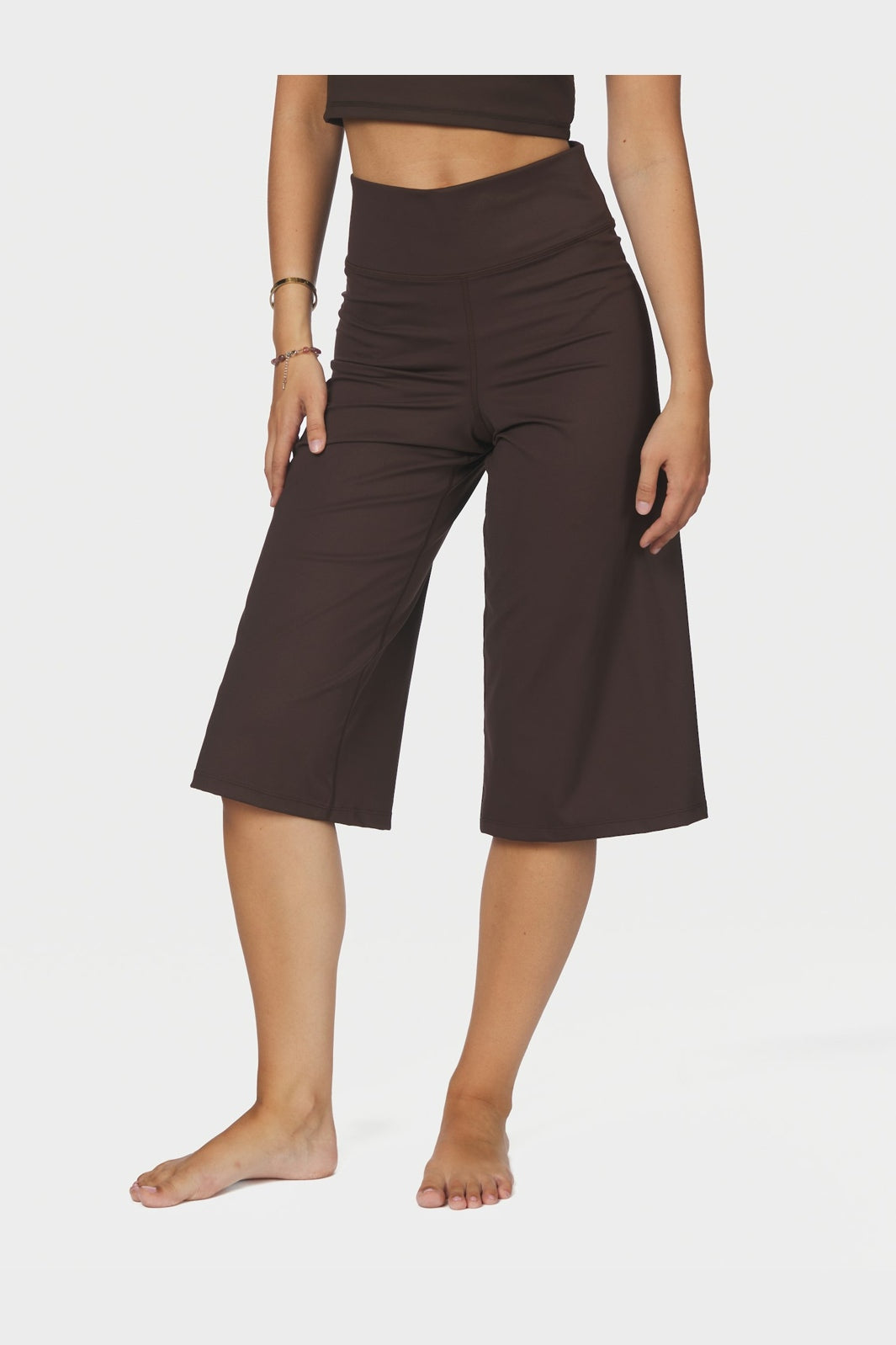 Neo Noir - Lauri Wide Capri Pants 171241 - 676 - Dark Brown