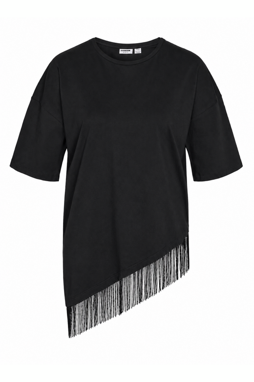 Noisy May - Nmeasy S/S Assymetric Fringe Top - 5253260 Black