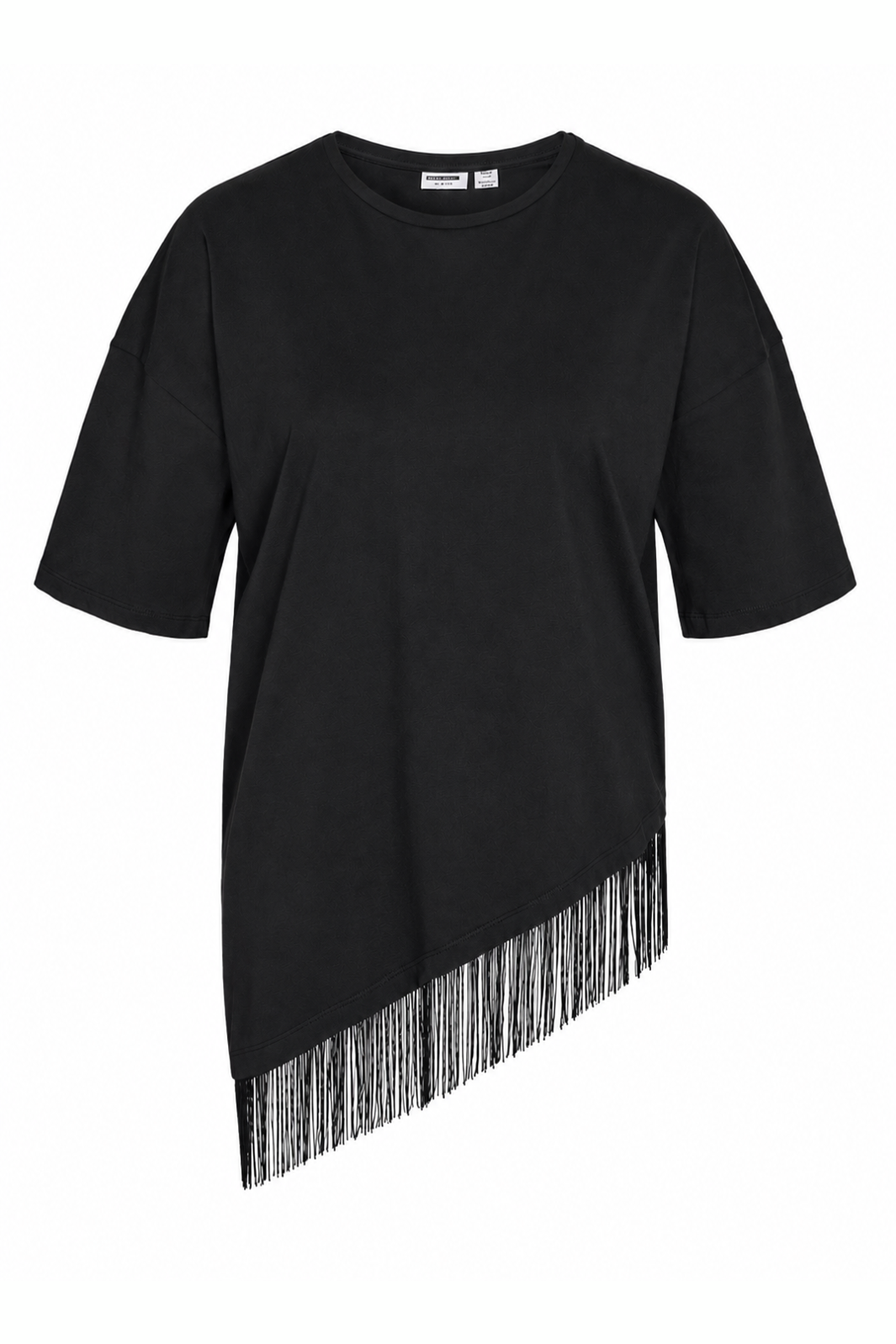 Noisy May - Nmeasy S/S Assymetric Fringe Top - 5253260 Black