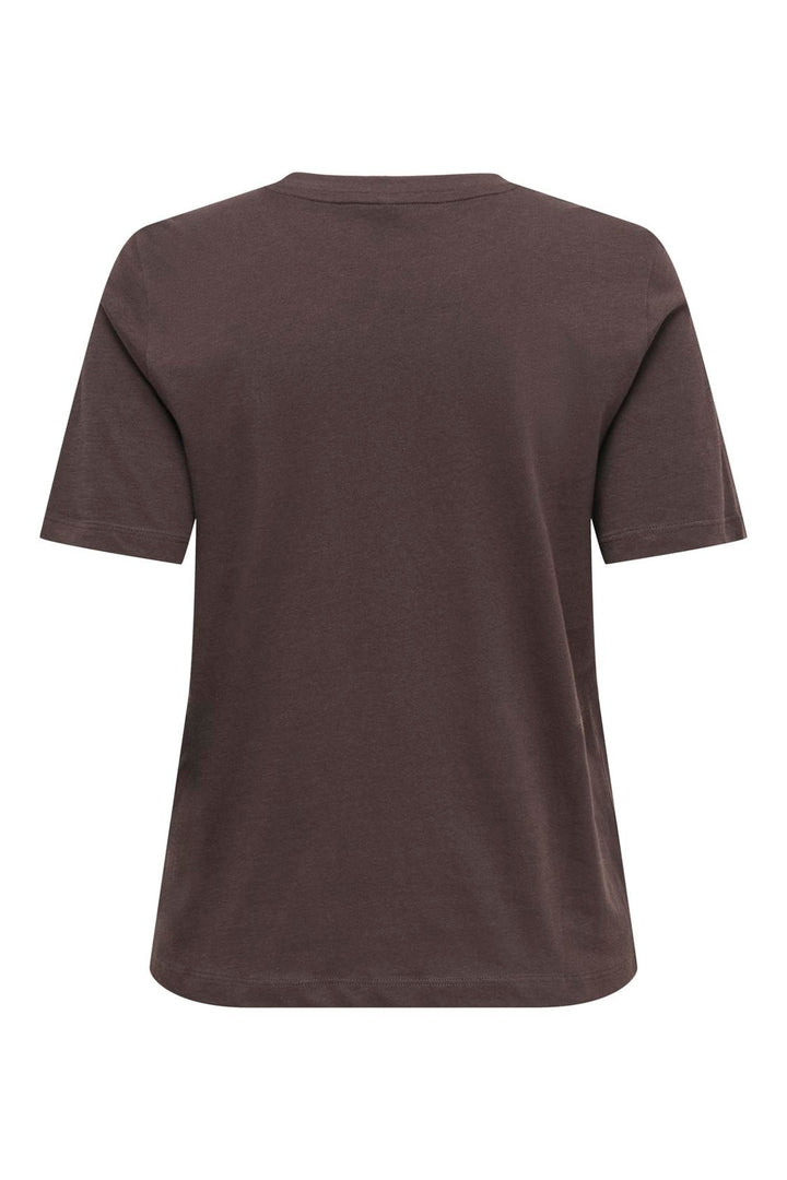 Only - Onlhappy S/S Emb Top - 5204457 Coffee Bean Chambray Heart