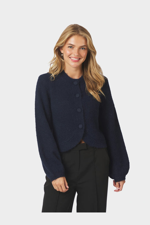 Neo Noir - Gio Fluffy Knit Cardigan 168524 - 141 - Navy