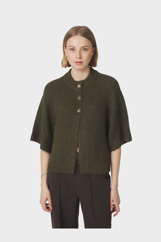 Neo Noir - Benuta Fluffy Knit Cardigan 165816 - 151 - Army