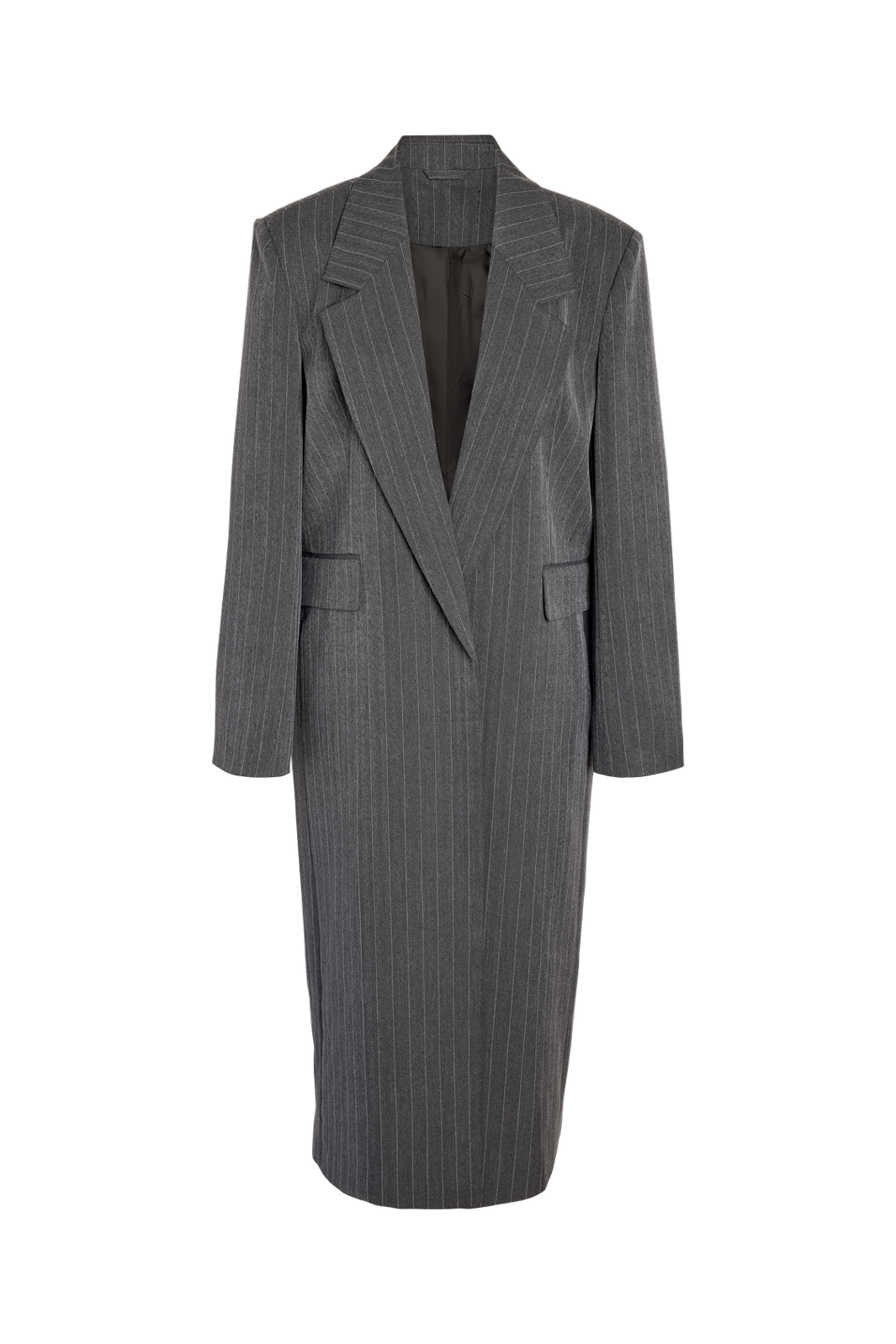 Noisy May - Nmcelia L/S Long Oversize Blazer Tnt/20 - 5213553 Charcoal Gray Pinstripe