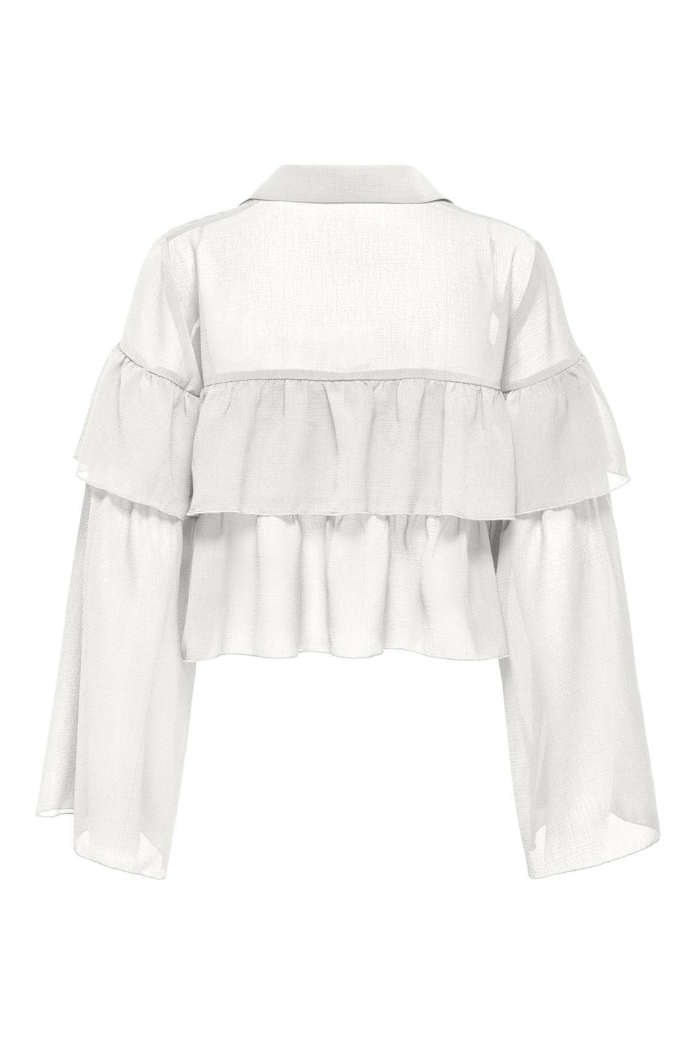 Only - Onlsuzzi L/S Frill Tie Top Ox - 4882991 Cloud Dancer