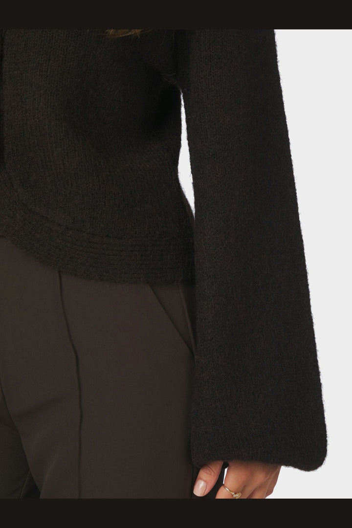 Neo Noir - Gio Fluffy Knit Cardigan 168524 - 676 - Dark Brown