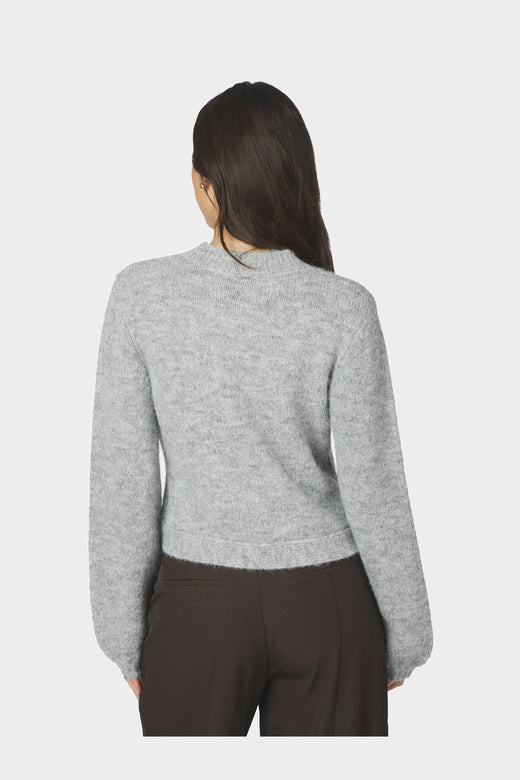 Neo Noir - Gio Fluffy Knit Cardigan 168524 - 133 - Grey Melange