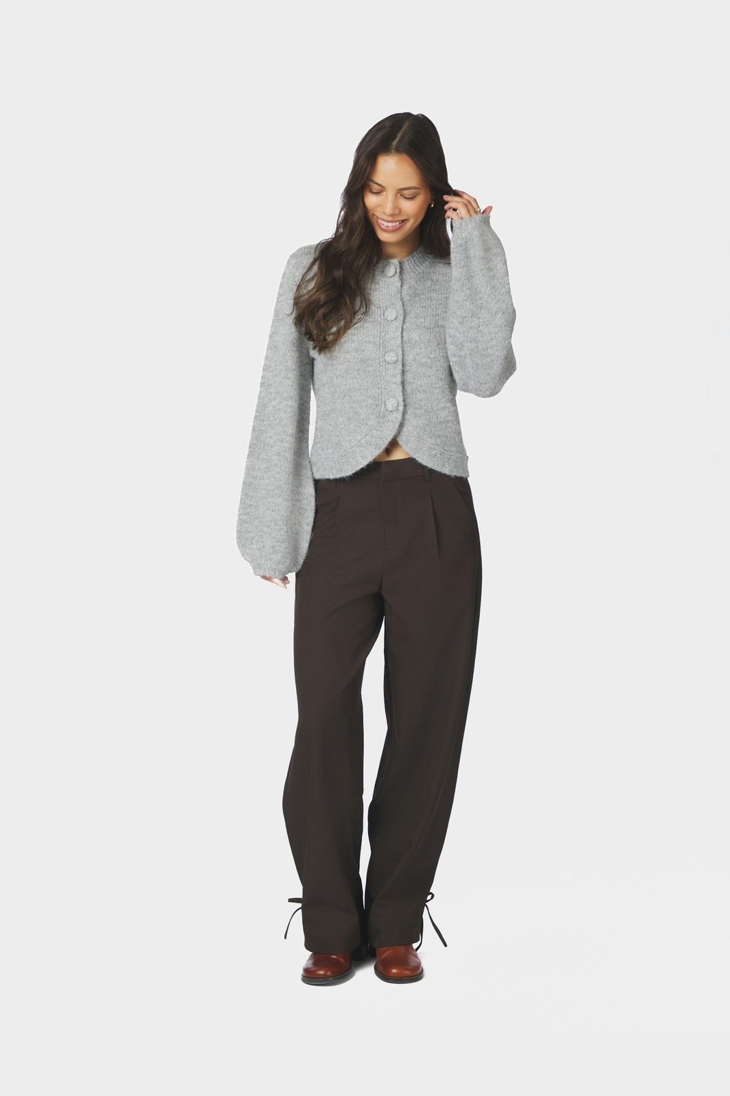 Neo Noir - Gio Fluffy Knit Cardigan 168524 - 133 - Grey Melange