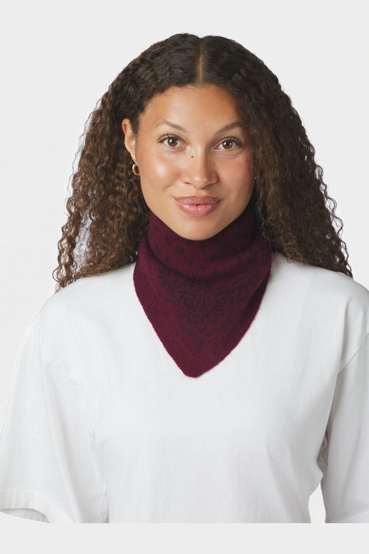 Neo Noir - Ariya Paisley Knit Scarf 171220 - 682 - Wine